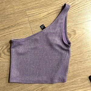 Purple glitter one shoulder top